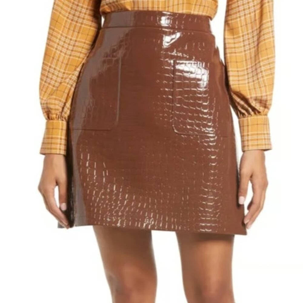 Halogen Atlantic-Pacific Croc Embossed Mini Skirt